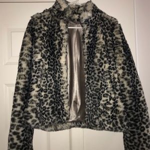 Faux fur leopard coat